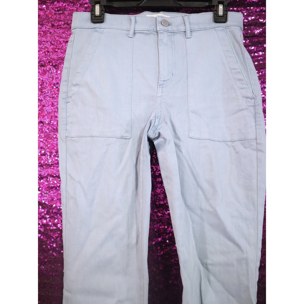 *FLAWED* Light Blue Utility Pants Size 2 LOFT Women Raw Hem DIY Denim Stretch